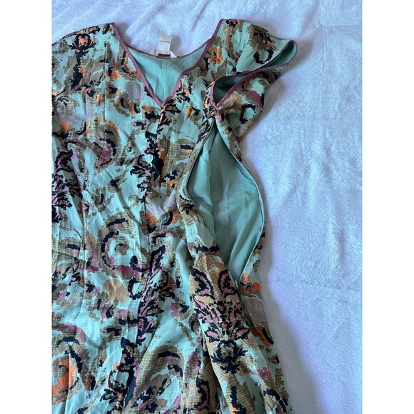 Sundance Womens 100% Silk Floral A-Line Dress Size 6 Multicolor Cap Sleeve Lined - Picture 12 of 14